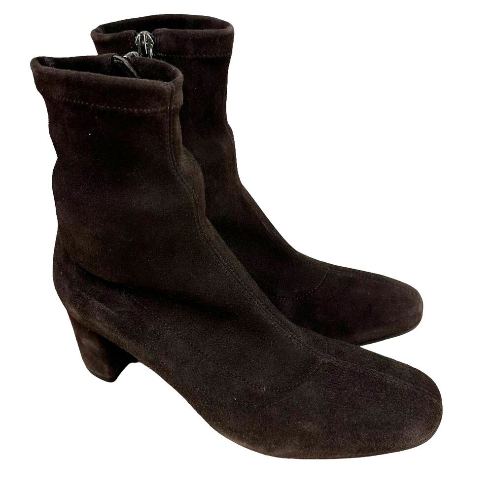 Aquatalia NWOB Dayana Water Resistant Stretch Bootie Brown Size 7.5M Suede